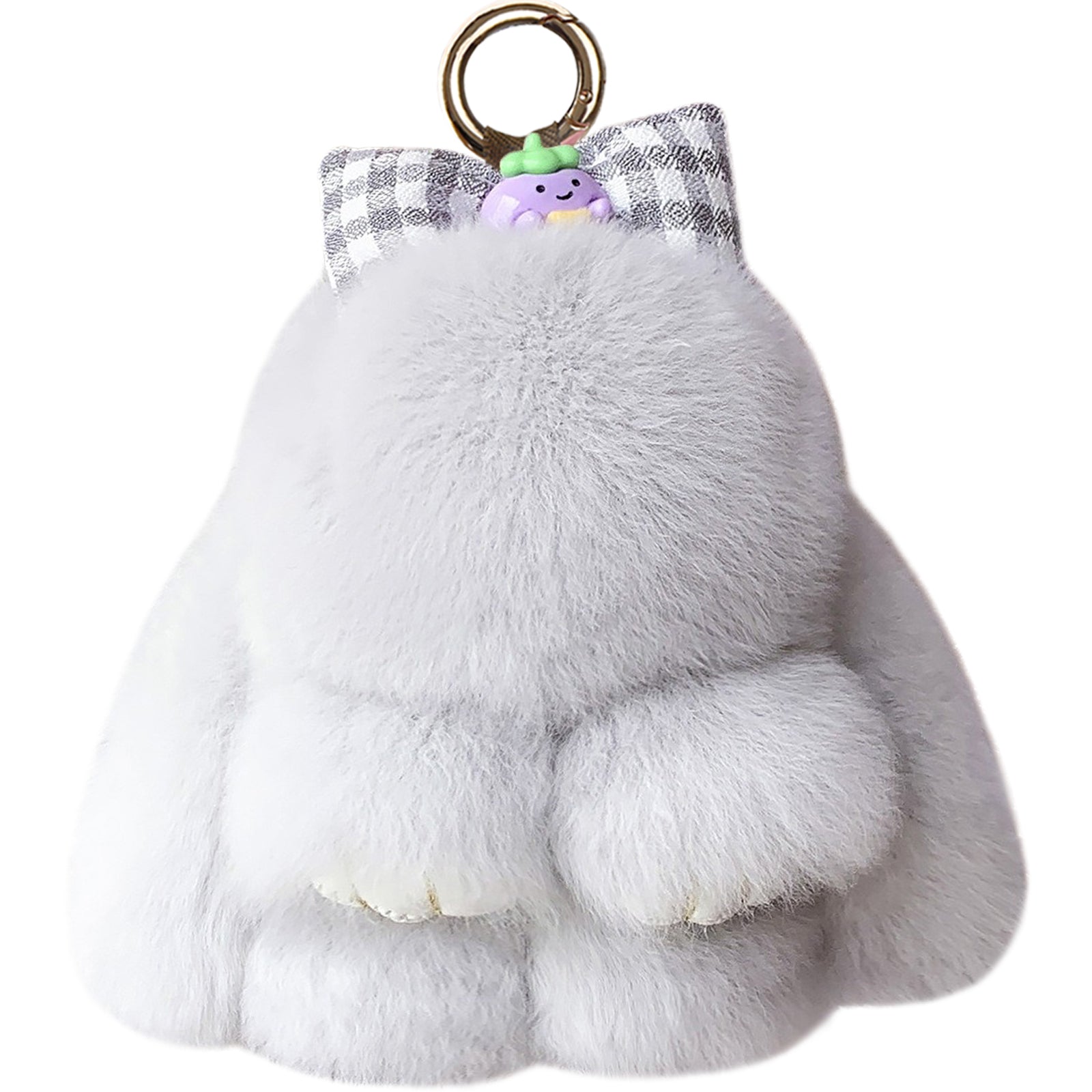 Bunny Lulu Keychain with Bear Decor Bow Cute Soft Handmade Plush Bunny Keychain Charm Ideal Gift for Women