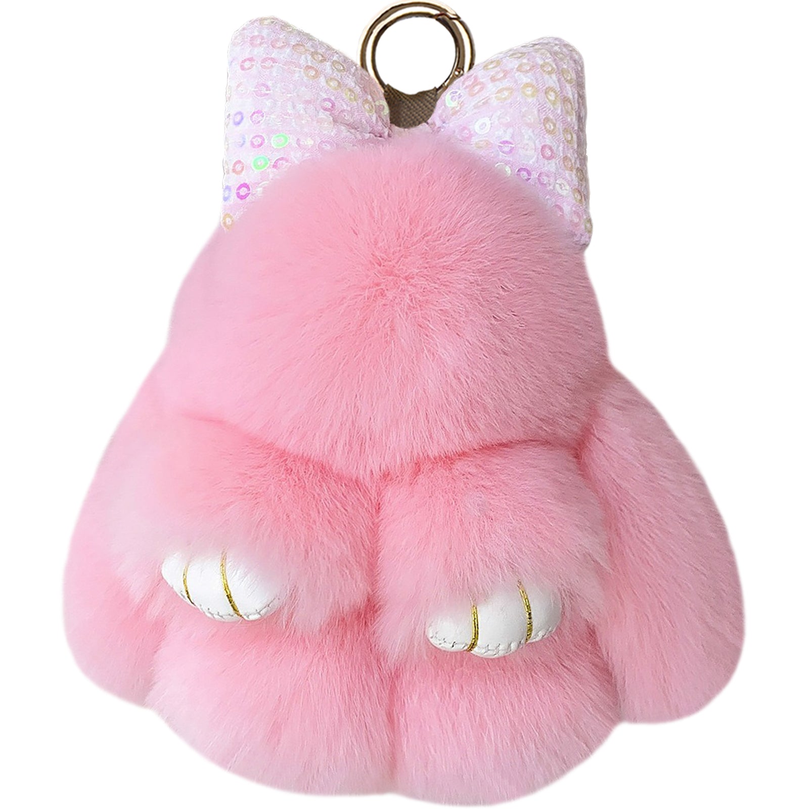 Bunny Lulu Keychain with Bow & Pearl or Sequins Accent Cute Plush Soft Handmade Bunny Keychain for Bags Keys Purses