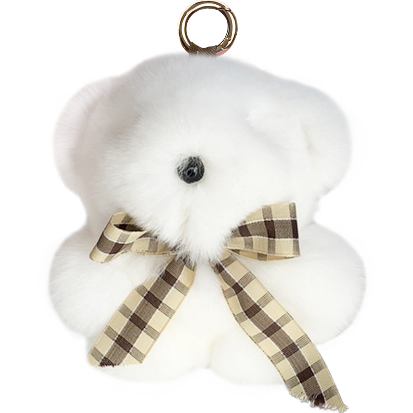 Bear Keychain with Bow Plush Fluffy Rabbit Fur Keychain Soft Adorable Accessory for Bags Keys Backpack Bear Lovers