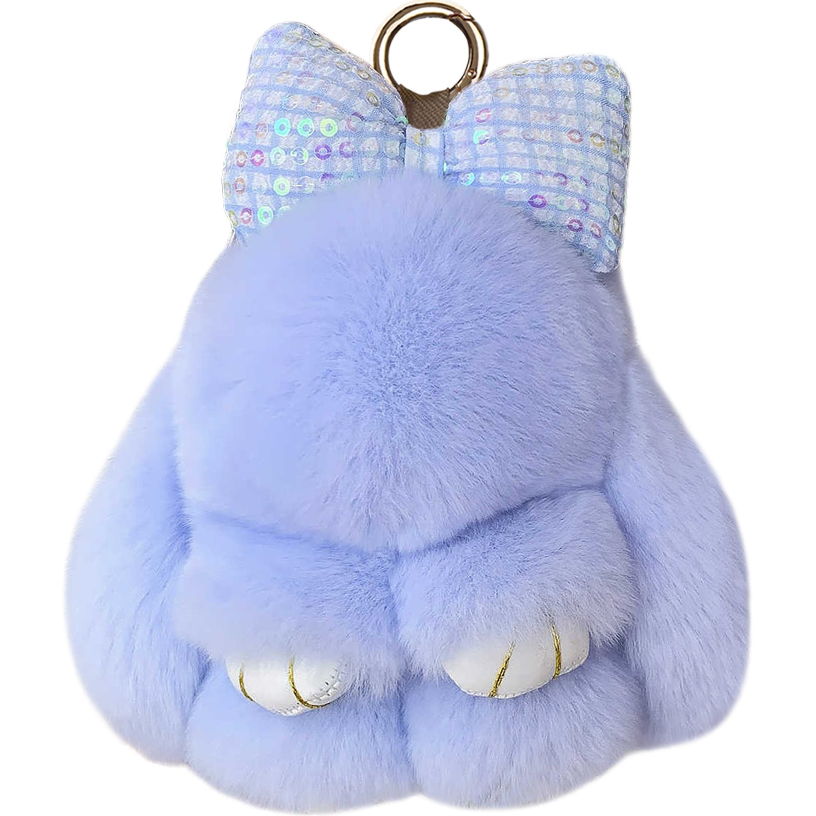 Bunny Lulu Keychain with Bow & Pearl or Sequins Accent Cute Plush Soft Handmade Bunny Keychain for Bags Keys Purses