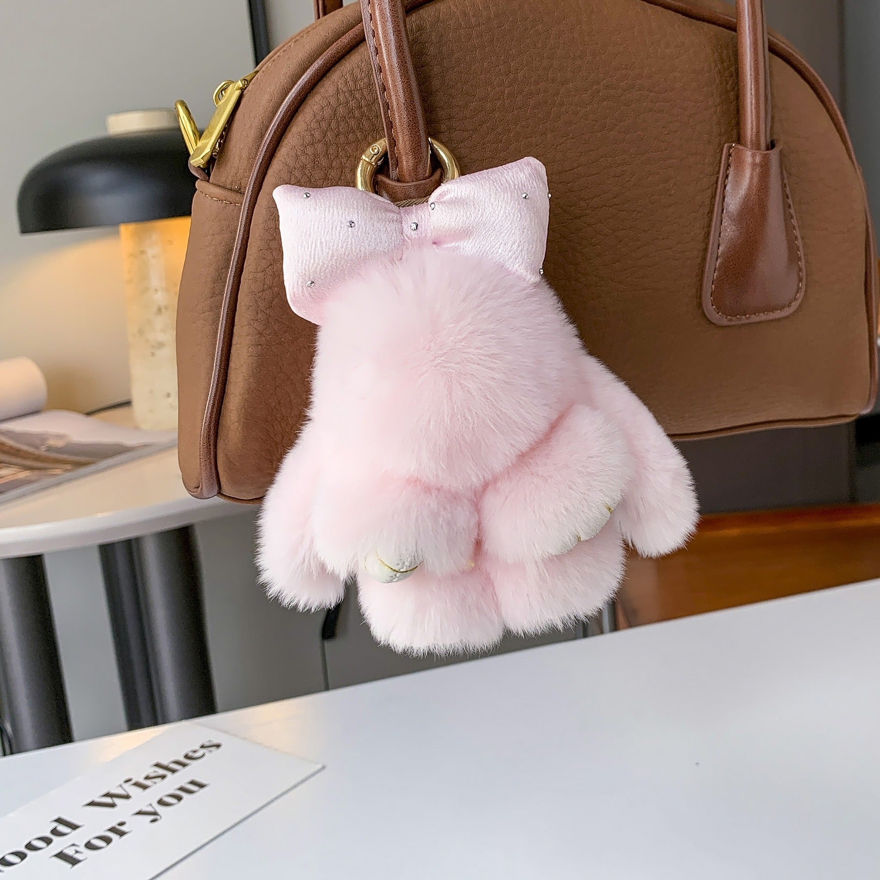 Bunny Lulu Keychain with Bow Cute Soft Plush Bunny Keychain Keyring for Bags, Backpacks & Keys Ideal Gift for Women