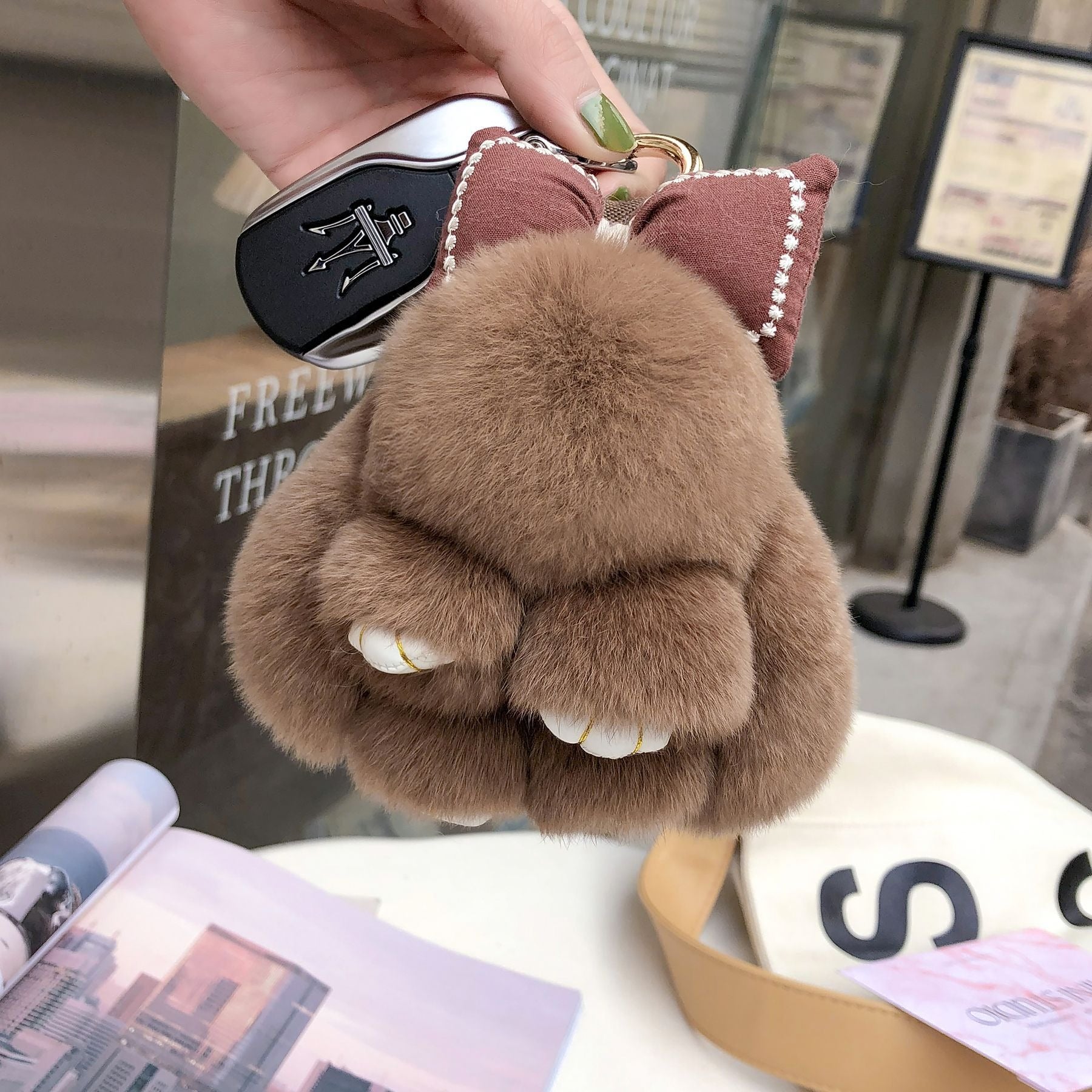 Charming Bunny Lulu Keychain with Bow Cute Soft Elegant Plush Bag Charm for Women Ideal for Backpack Purse Key