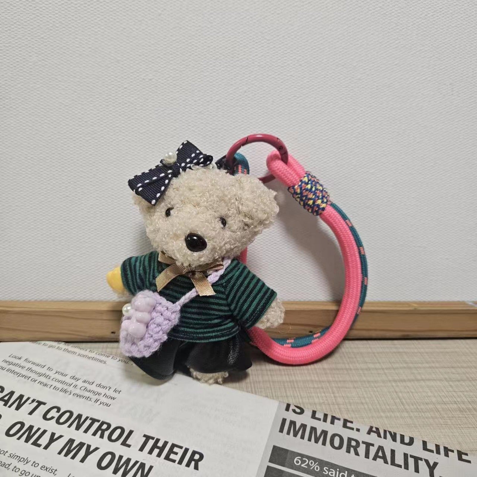 Cute Plush Handmade Bear Keychain with Lanyard Soft, Fluffy Bear Design for Keys, Bags, and More Ideal Gift for Bear Lovers