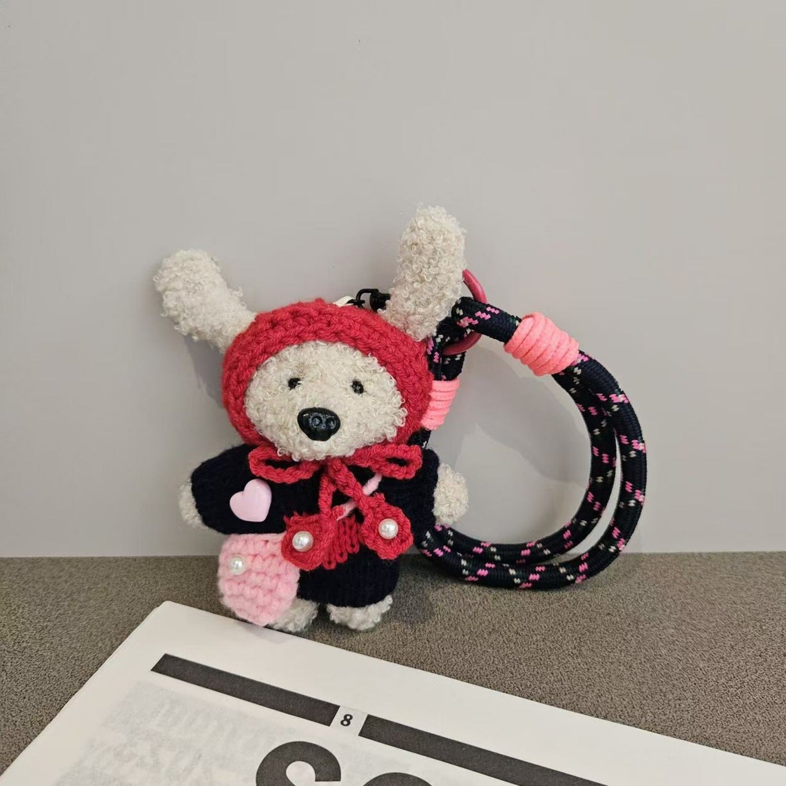 Cute Plush Handmade Bear Keychain with Lanyard Soft, Fluffy Bear Design for Keys, Bags, and More Ideal Gift for Bear Lovers