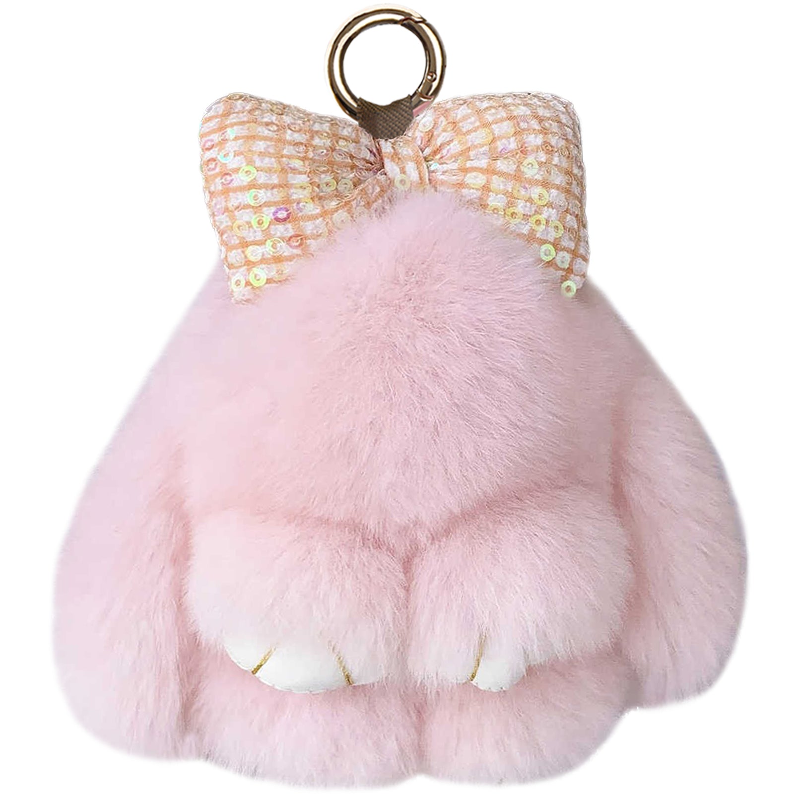 Bunny Lulu Keychain with Bow & Pearl or Sequins Accent Cute Plush Soft Handmade Bunny Keychain for Bags Keys Purses