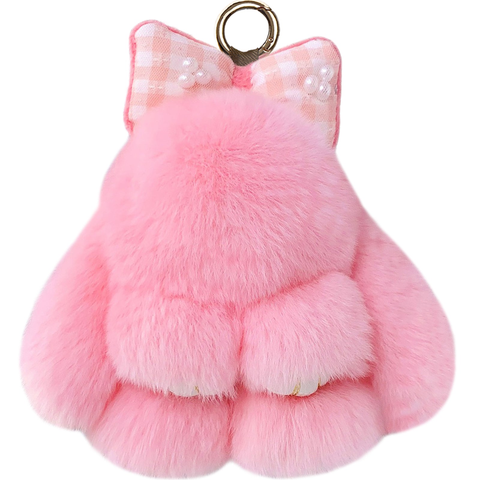 Bunny Lulu Keychain with Bow & Pearl or Sequins Accent Cute Plush Soft Handmade Bunny Keychain for Bags Keys Purses