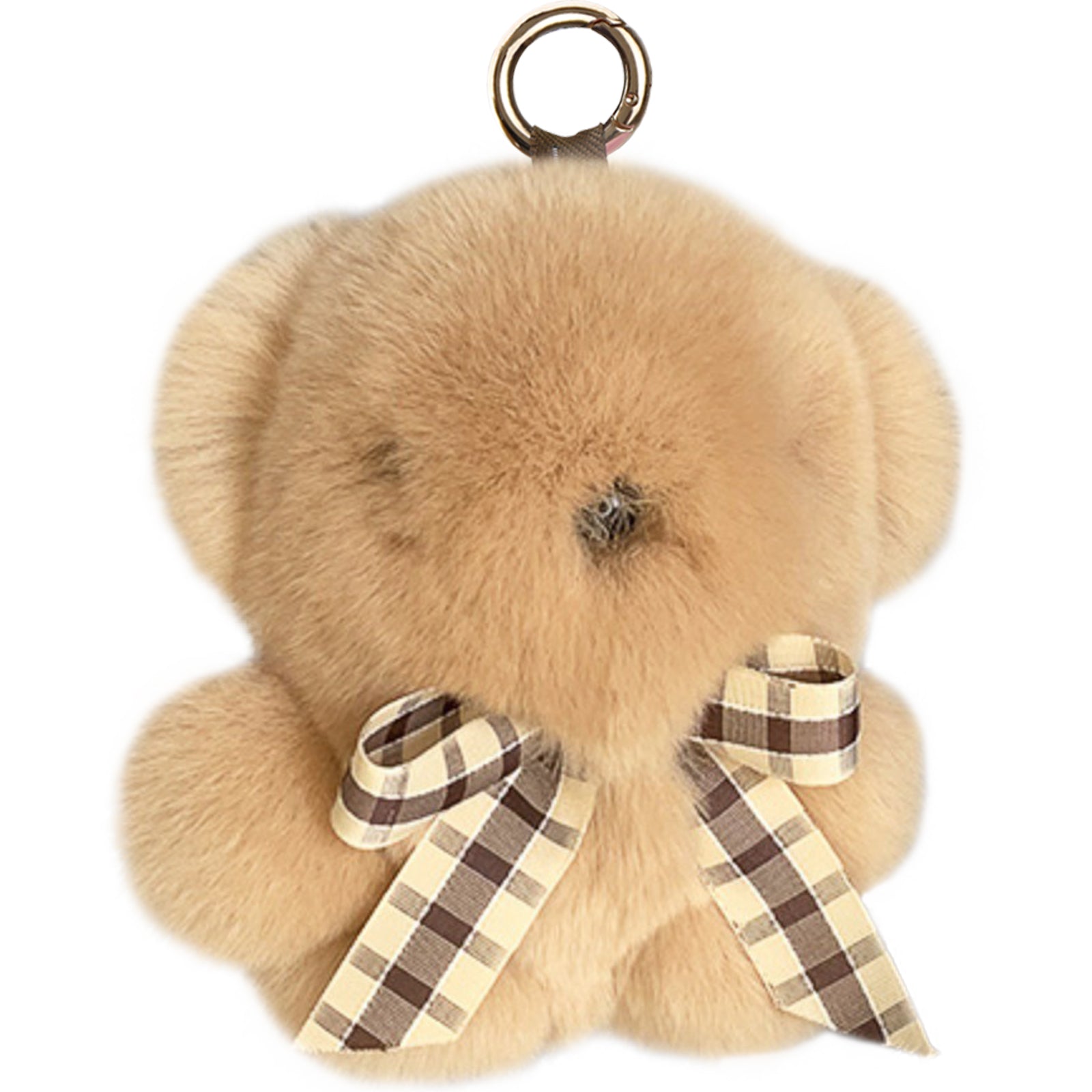 Bear Keychain with Bow Plush Fluffy Rabbit Fur Keychain Soft Adorable Accessory for Bags Keys Backpack Bear Lovers