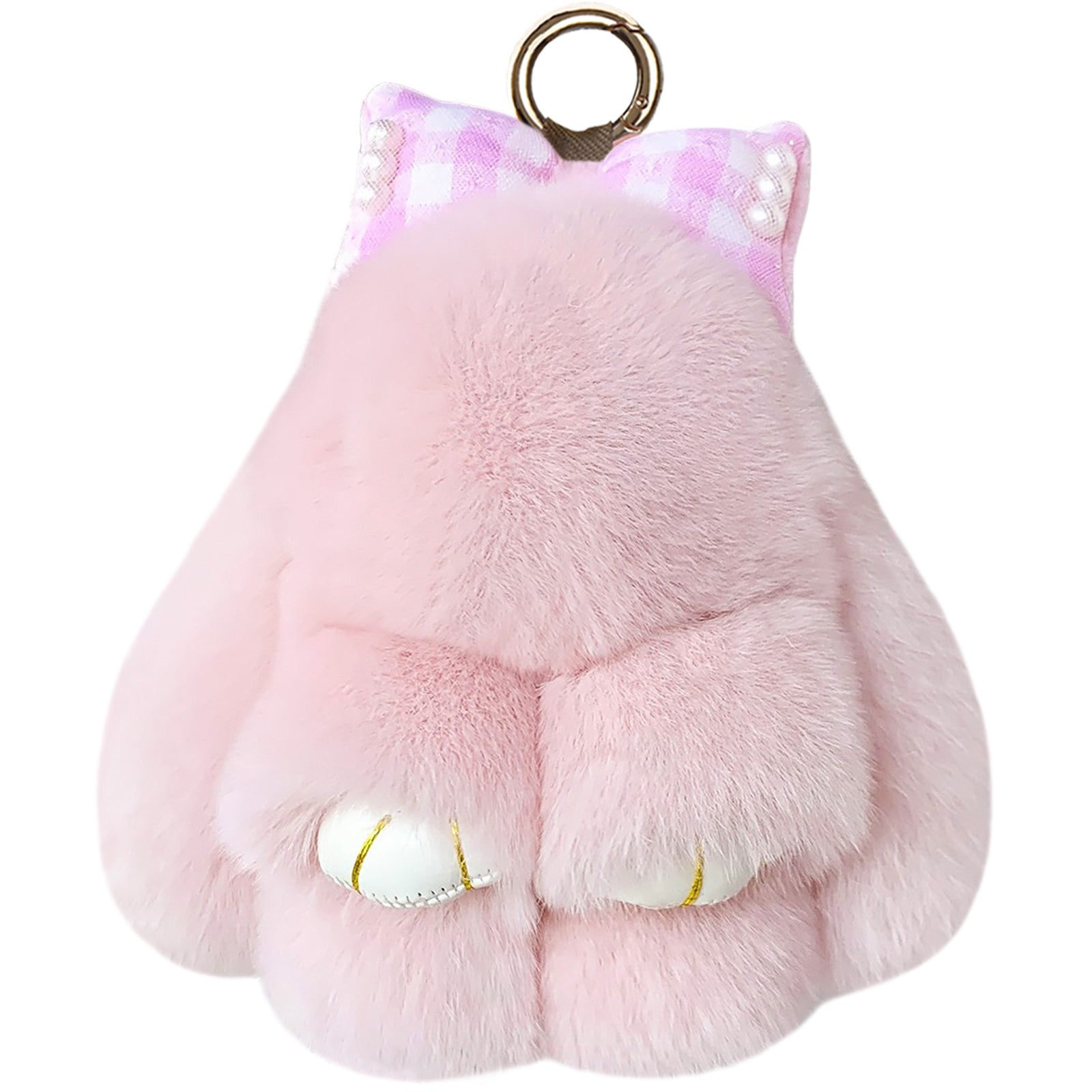 Bunny Lulu Keychain with Bow & Pearl or Sequins Accent Cute Plush Soft Handmade Bunny Keychain for Bags Keys Purses