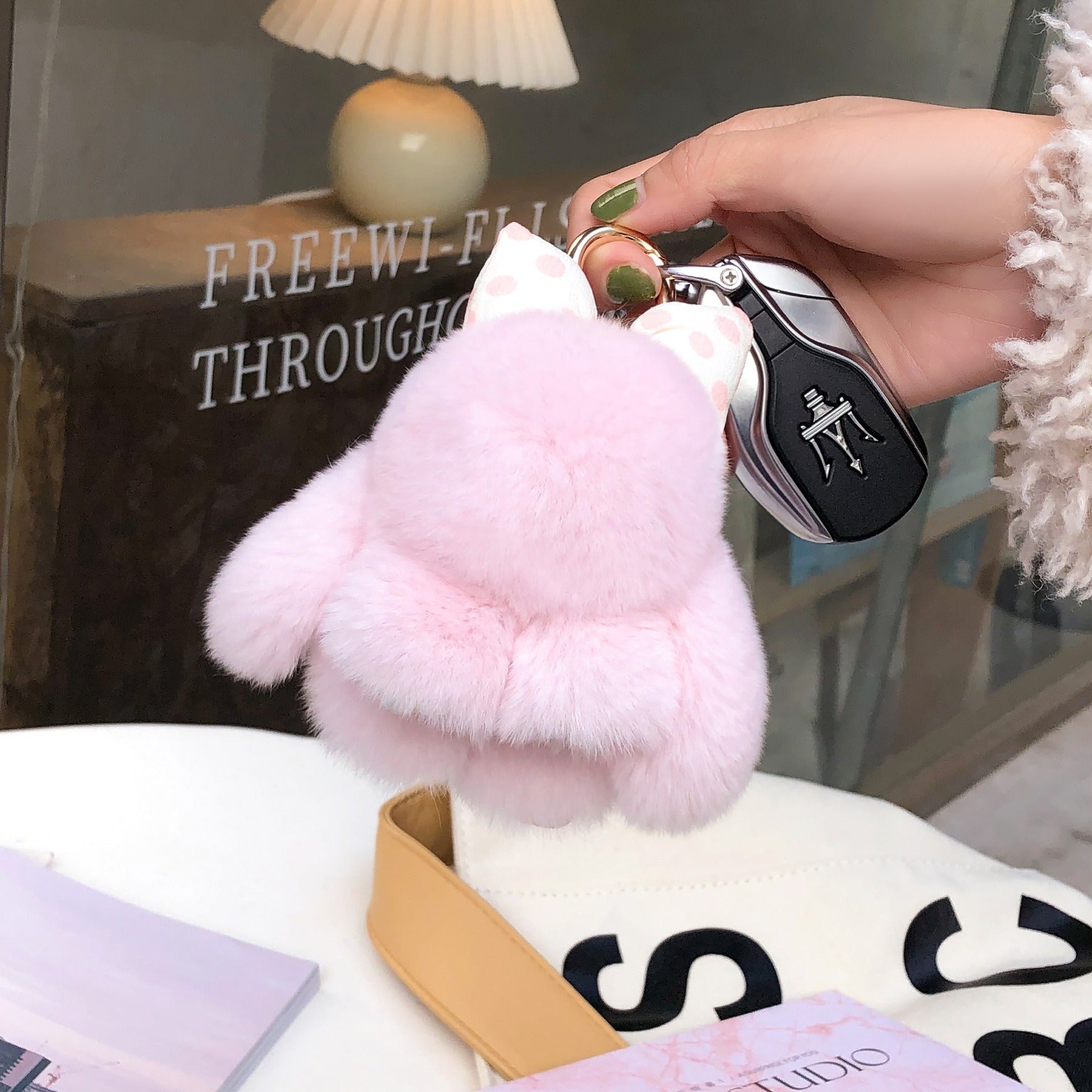 Charming Bunny Lulu Keychain with Bow Cute Soft Elegant Plush Bag Charm for Women Ideal for Backpack Purse Key