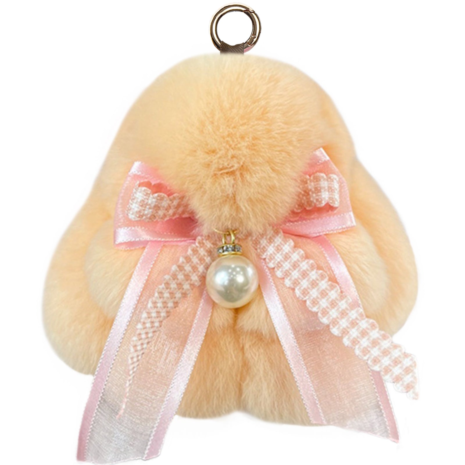 Bunny Lulu Keychain with Tin & Bag Soft Plush Bunny Keychian with Pearl Bow Key Accessory Ideal Choice for Birthday Anniversary & Holiday