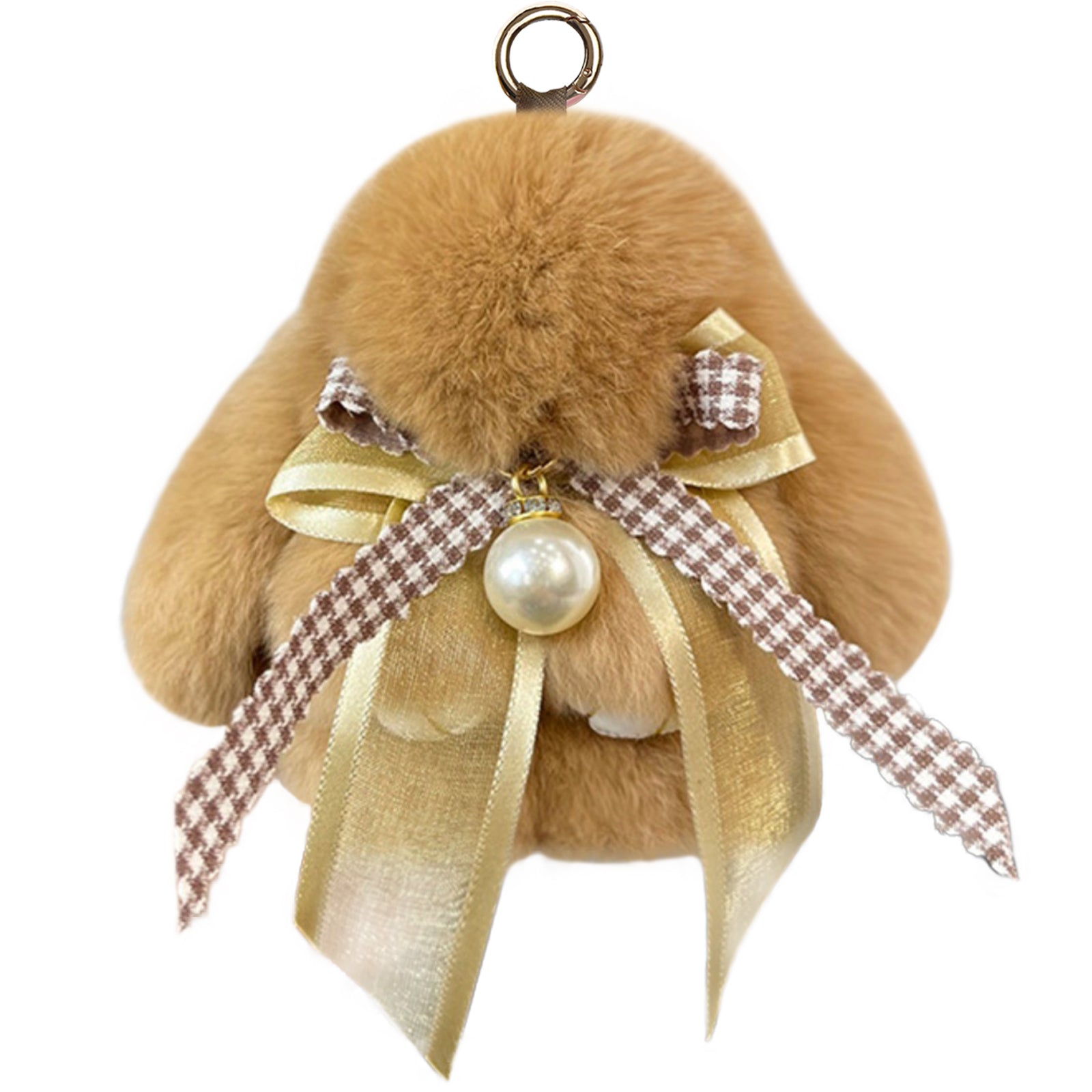 Bunny Lulu Keychain with Tin & Bag Soft Plush Bunny Keychian with Pearl Bow Key Accessory Ideal Choice for Birthday Anniversary & Holiday