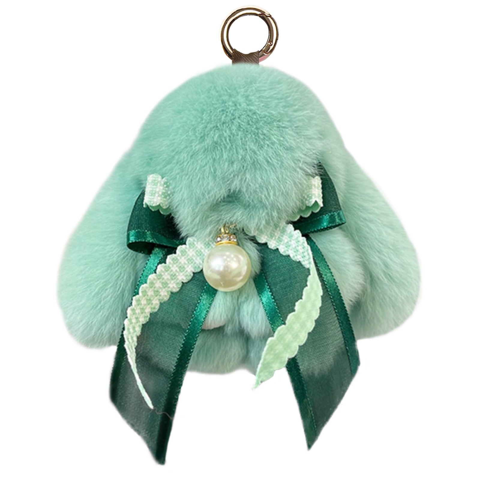 Bunny Lulu Keychain with Tin & Bag Soft Plush Bunny Keychian with Pearl Bow Key Accessory Ideal Choice for Birthday Anniversary & Holiday