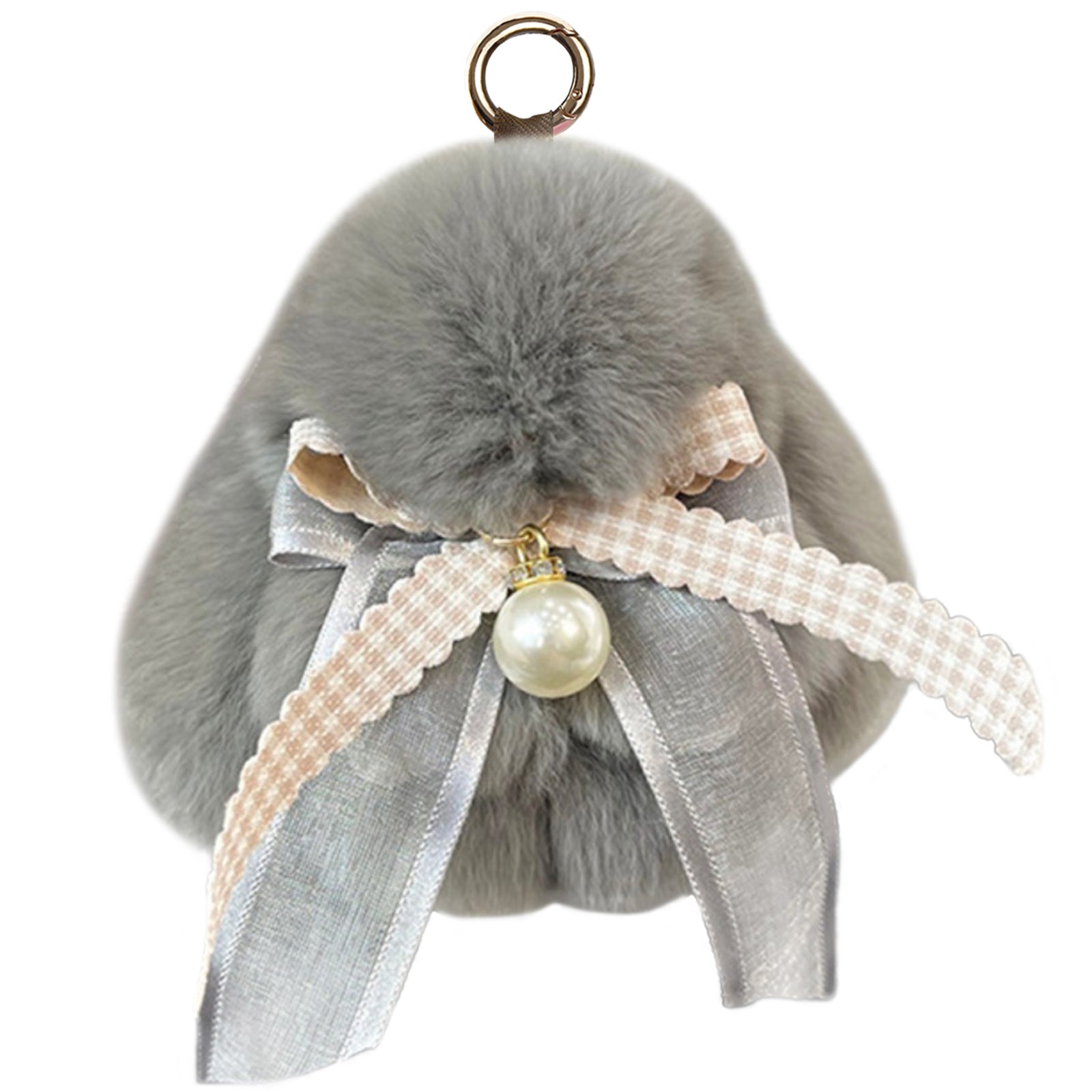 Bunny Lulu Keychain with Tin & Bag Soft Plush Bunny Keychian with Pearl Bow Key Accessory Ideal Choice for Birthday Anniversary & Holiday