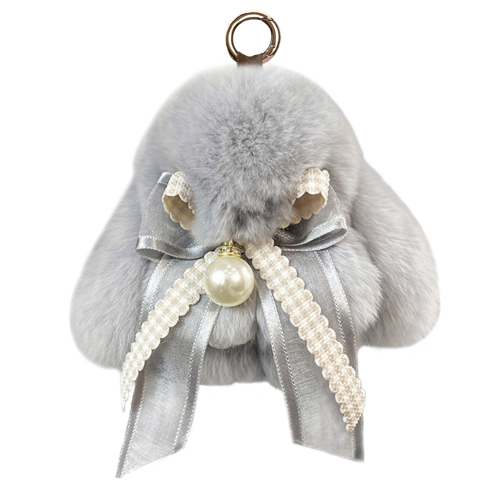 Bunny Lulu Keychain with Tin & Bag Soft Plush Bunny Keychian with Pearl Bow Key Accessory Ideal Choice for Birthday Anniversary & Holiday