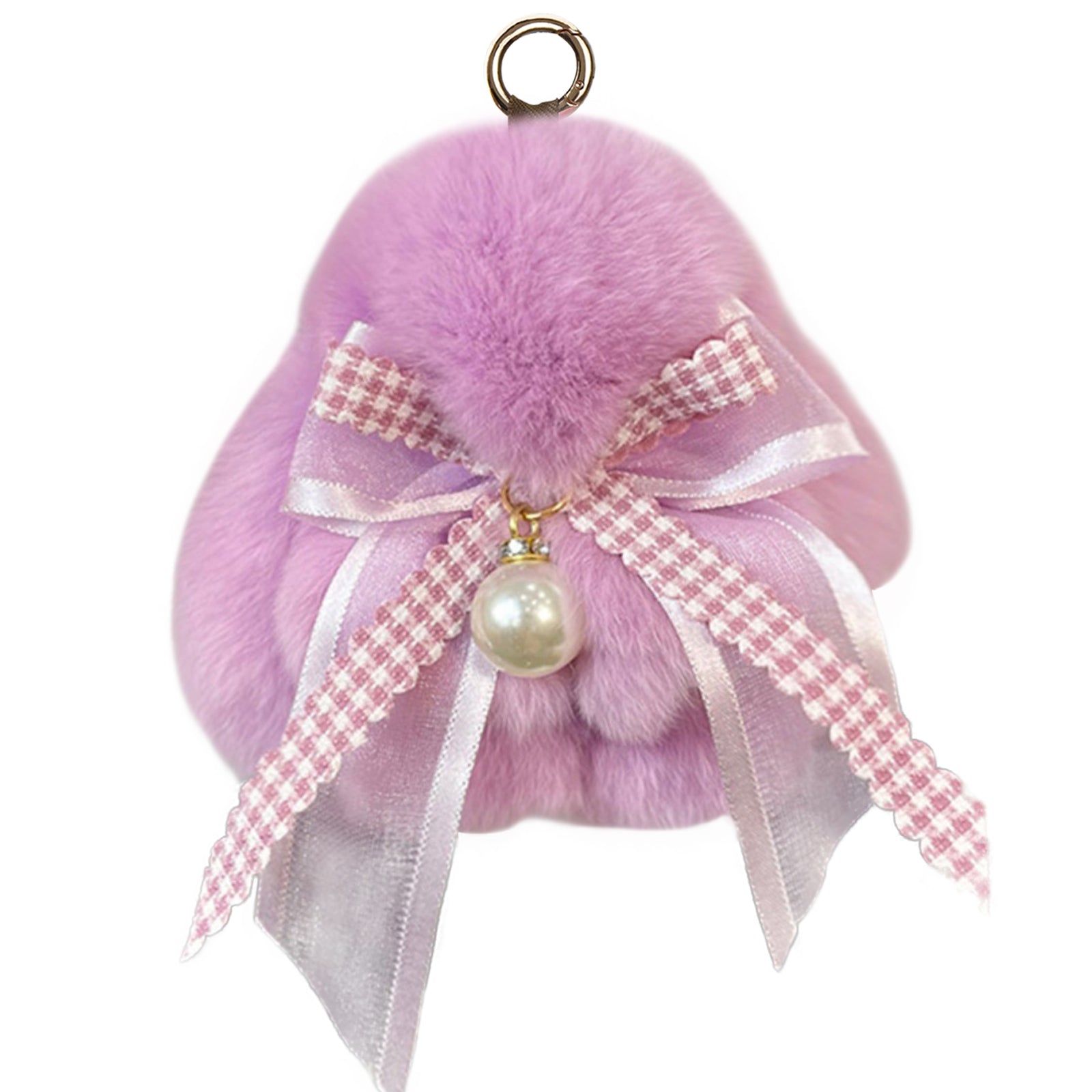 Bunny Lulu Keychain with Tin & Bag Soft Plush Bunny Keychian with Pearl Bow Key Accessory Ideal Choice for Birthday Anniversary & Holiday