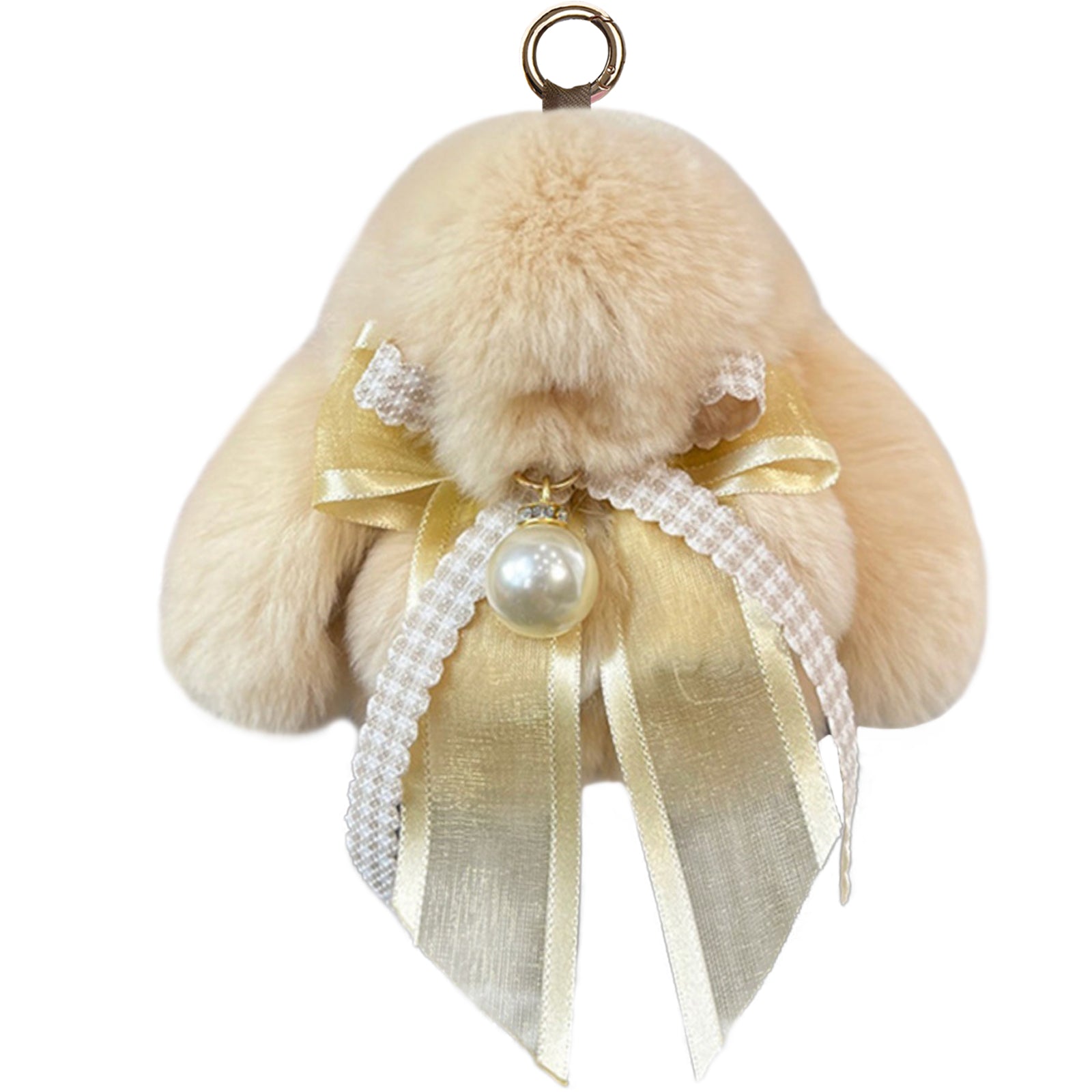 Bunny Lulu Keychain with Tin & Bag Soft Plush Bunny Keychian with Pearl Bow Key Accessory Ideal Choice for Birthday Anniversary & Holiday