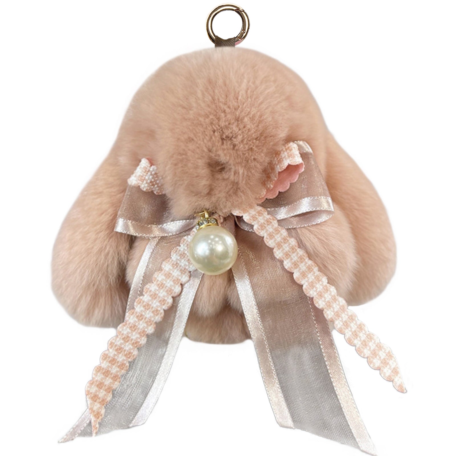 Bunny Lulu Keychain with Tin & Bag Soft Plush Bunny Keychian with Pearl Bow Key Accessory Ideal Choice for Birthday Anniversary & Holiday