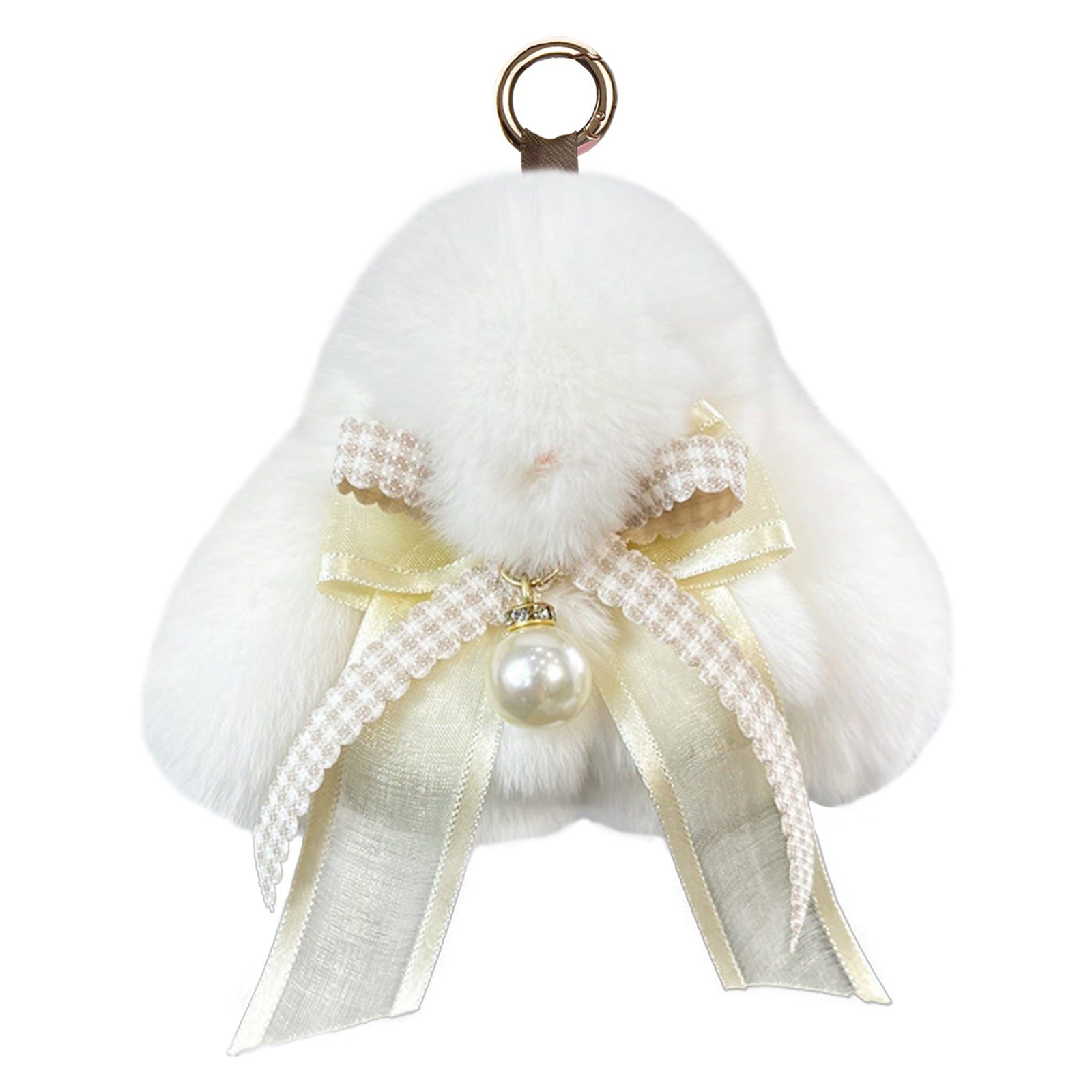 Bunny Lulu Keychain with Tin & Bag Soft Plush Bunny Keychian with Pearl Bow Key Accessory Ideal Choice for Birthday Anniversary & Holiday