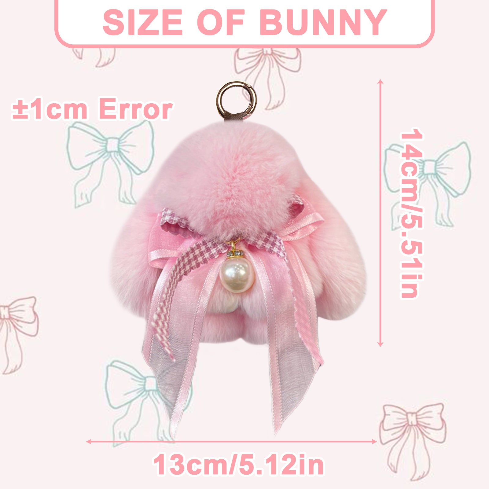 Bunny Lulu Keychain with Tin & Bag Soft Plush Bunny Keychian with Pearl Bow Key Accessory Ideal Choice for Birthday Anniversary & Holiday