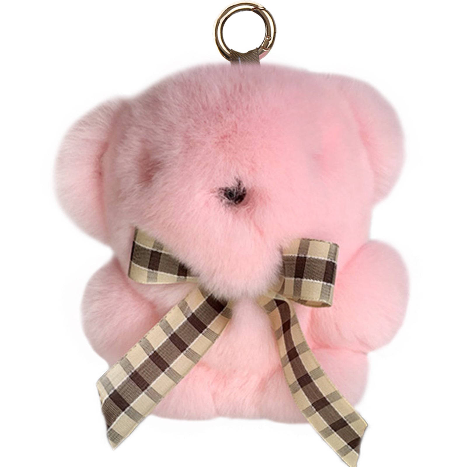 Bear Keychain with Bow Plush Fluffy Rabbit Fur Keychain Soft Adorable Accessory for Bags Keys Backpack Bear Lovers