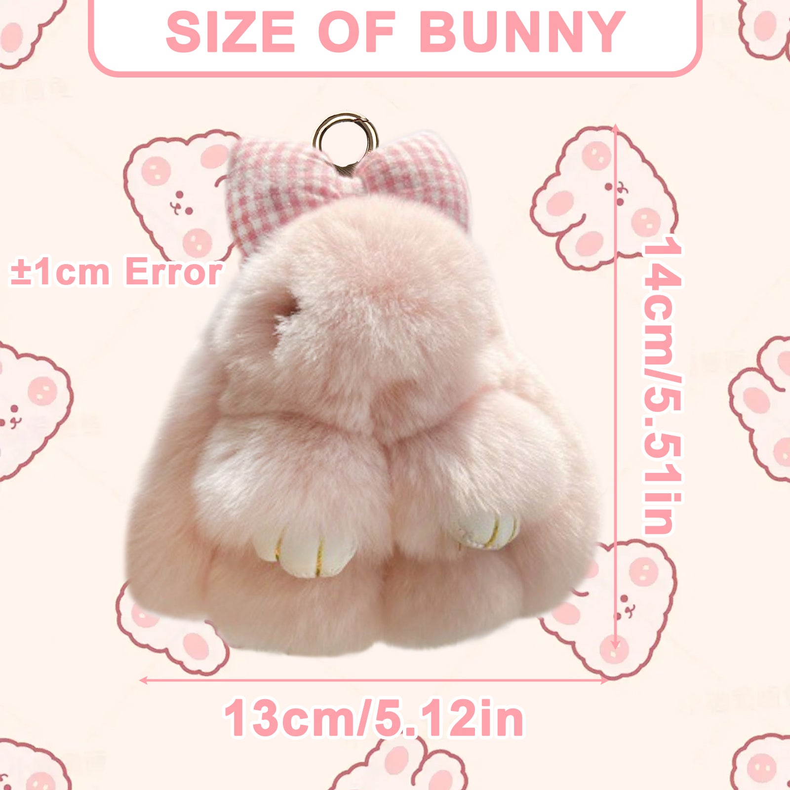 Bunny Lulu Keychain with Tin & Bag Rabbit Fur Bunny Lulu Keychain With Bow for Women Cute Soft Plush Accessory